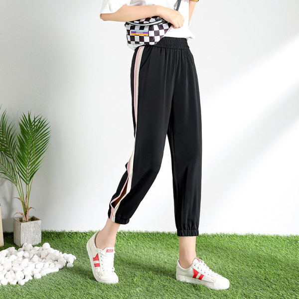 Pantaloni casual dama cu margini si crapata