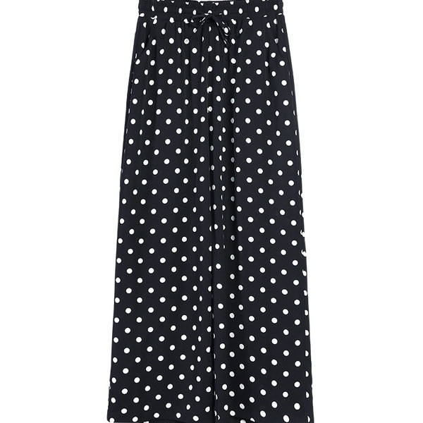 Pantaloni casual dama cu puncte cu talie elastica