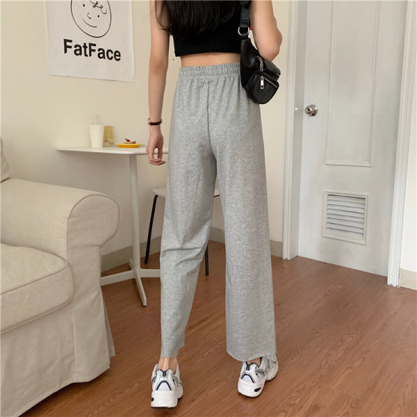 Pantaloni moderni de dama cu talie elastica si cravate de culoare gri