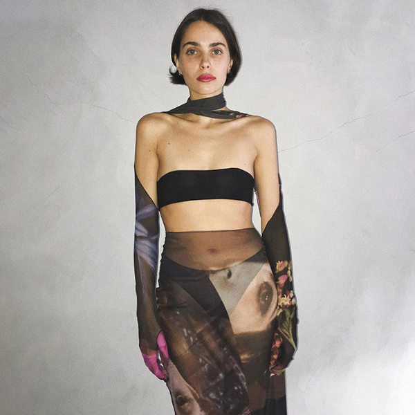 Set de dama cu fusta lunga si top decupat