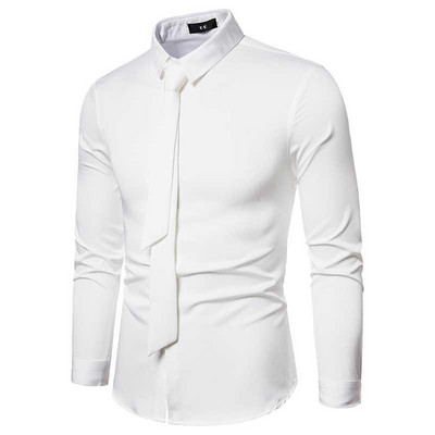 Cămașă de actualitate pentru bărbați, model uni, cu mâneci lungi