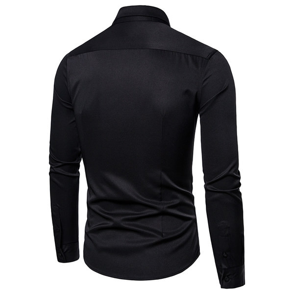 Cămașă de actualitate pentru bărbați, model uni, cu mâneci lungi