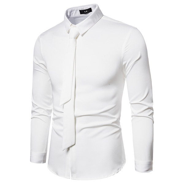 Cămașă de actualitate pentru bărbați, model uni, cu mâneci lungi