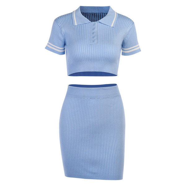 Moderan ženski komplet poprsja s gumbima i suknjom