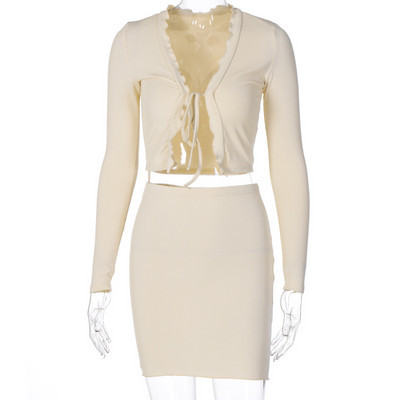 Set elegant de fustă și vestă pentru femei, cu cravate