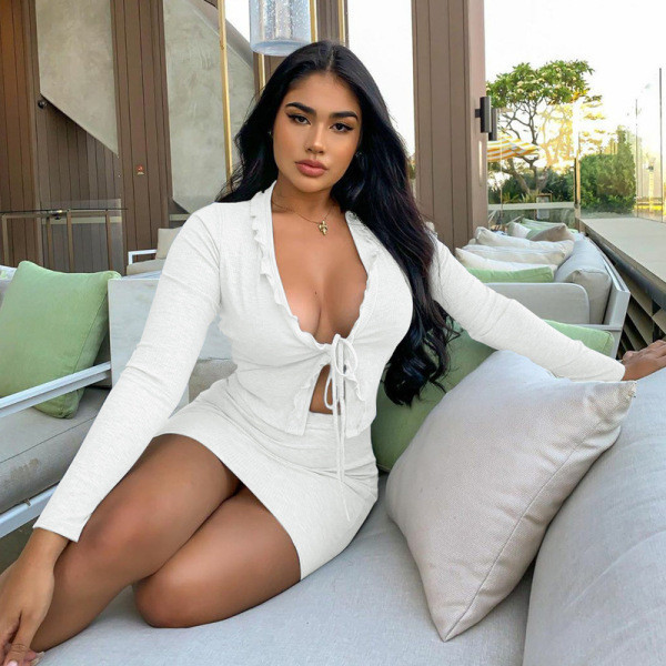 Set elegant de fustă și vestă pentru femei, cu cravate