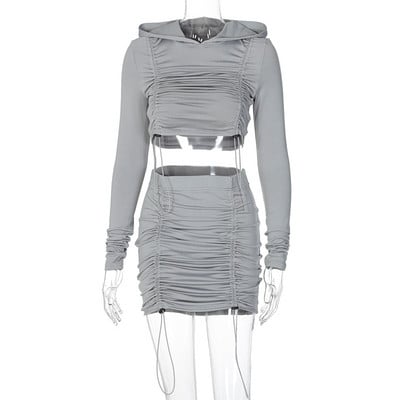 Γυναικεία φούστα σετ και κοντή μπλούζα με κορδόνια