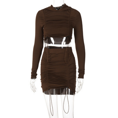 Γυναικεία φούστα σετ και κοντή μπλούζα με κορδόνια