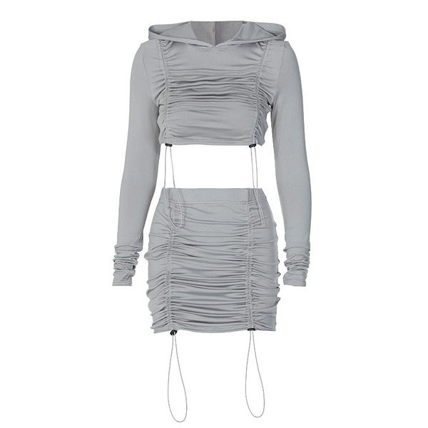 Γυναικεία φούστα σετ και κοντή μπλούζα με κορδόνια