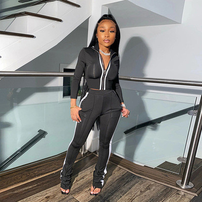 Ženski komplet tajice i kratka dukserica s patentnim zatvaračem