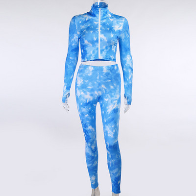 Moderan ženski komplet tajica i kratke dukserice sa patentnim zatvaračem