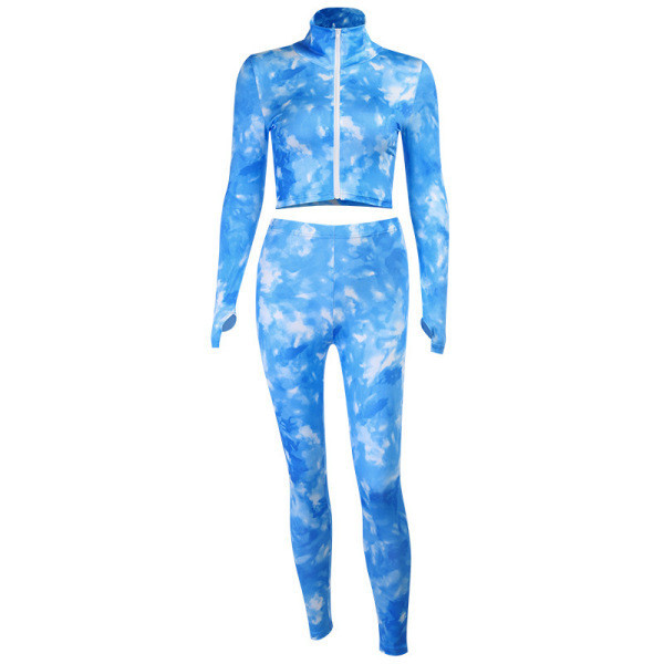 Moderan ženski komplet tajica i kratke dukserice sa patentnim zatvaračem