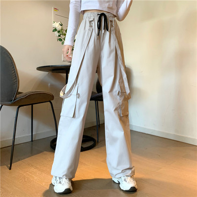 Pantaloni casual cu buzunare si talie elastica