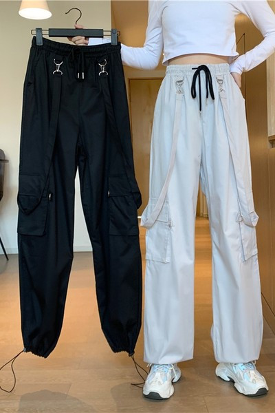 Pantaloni casual cu buzunare si talie elastica