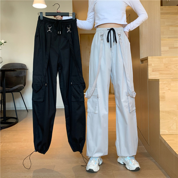 Pantaloni casual cu buzunare si talie elastica