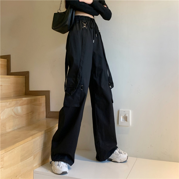 Pantaloni casual cu buzunare si talie elastica