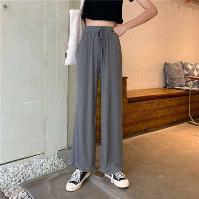 Pantaloni casual dama cu talie inalta si cravate