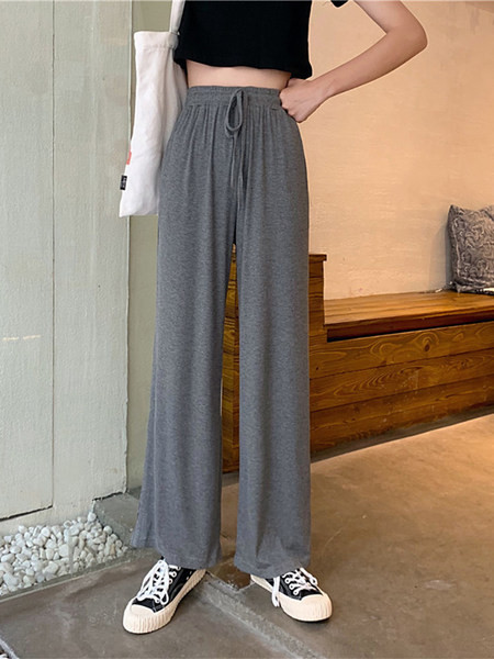 Pantaloni casual dama cu talie inalta si cravate