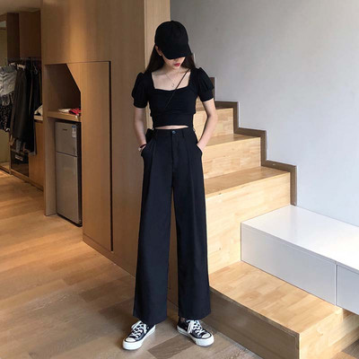 Pantaloni largi dama model nou in negru - model lat