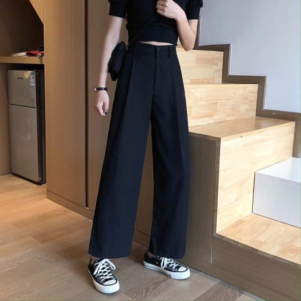 Pantaloni largi dama model nou in negru - model lat
