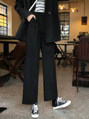 Pantaloni drepti de dama cu talie inalta si buzunare