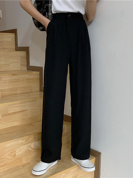 Pantaloni casual dama cu talie inalta model lat negru si mov