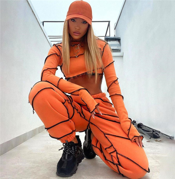 Set de damă de ultimă generație de pantaloni lungi și o bluză scurtă