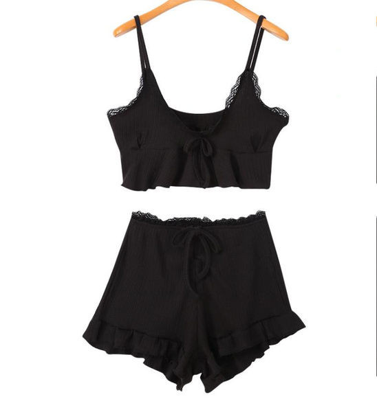 Set de pantaloni scurți și maiou cu cravate pentru femei