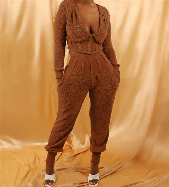 Set de damă de ultimă generație de bluză scurtă și pantaloni lungi