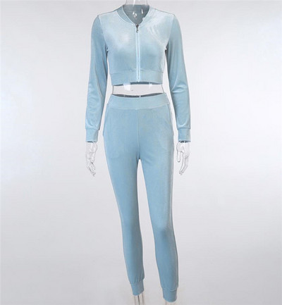 Γυναικείο σετ με κοντό φούτερ και μακρύ παντελόνι