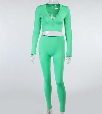 Set modern pentru femei cu inscripția unei bluze scurte și jambiere