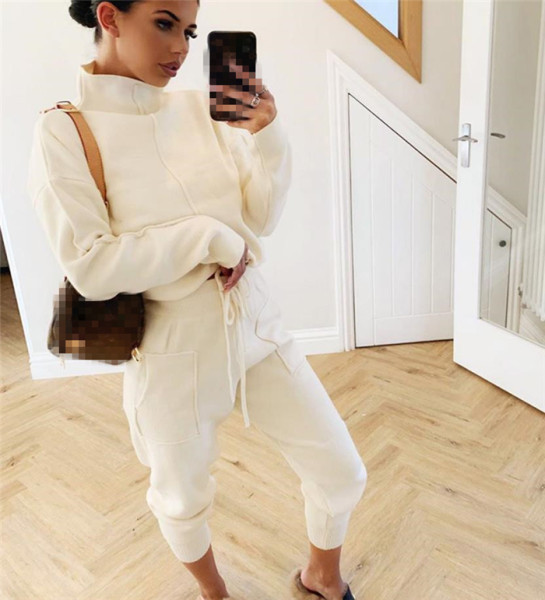 Set casual de dama de pantaloni si bluza cu cravate