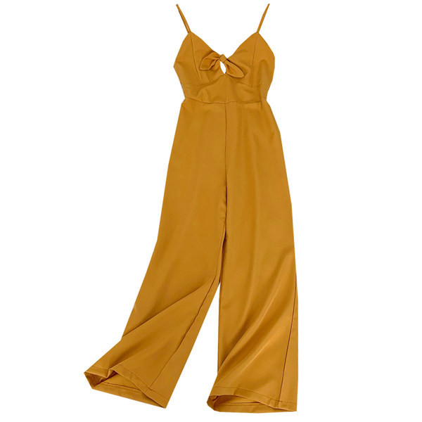 Salopetă casual de damă, cu bretele subțiri și decolteu spitz