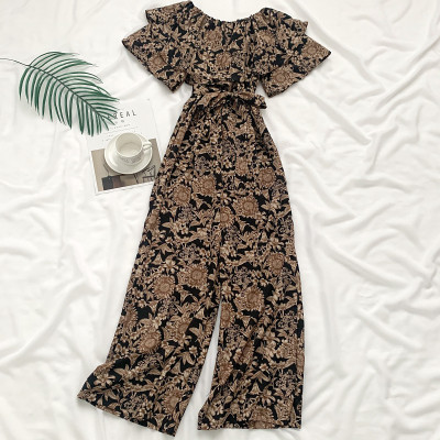 Model nou de salopeta dama cu model floral si curea