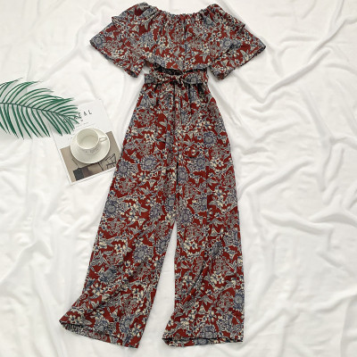 Model nou de salopeta dama cu model floral si curea