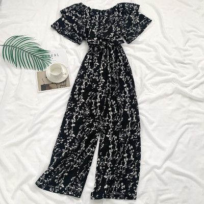 Model nou de salopeta dama cu model floral si curea