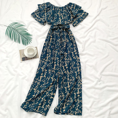 Model nou de salopeta dama cu model floral si curea