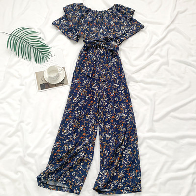 Model nou de salopeta dama cu model floral si curea