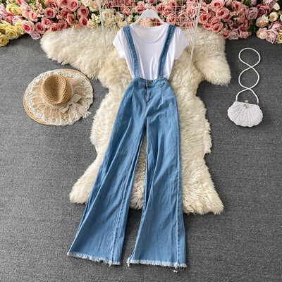 Ženski moderni kombinezon s plavim naramenicama