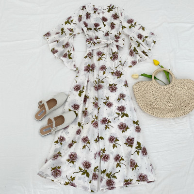 Salopetă de damă modernă cu mâneci și curea lotus