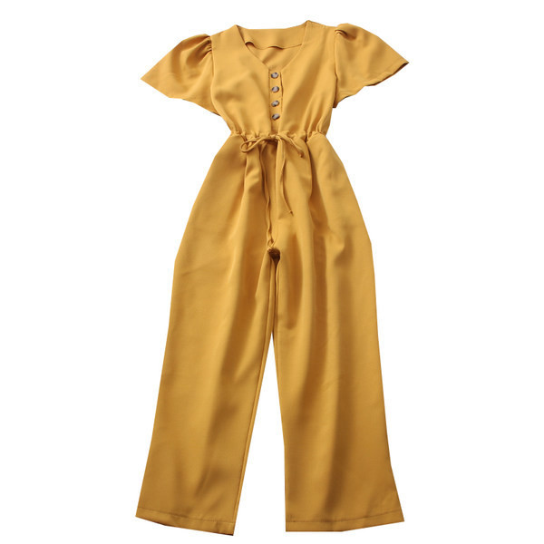 Model nou de salopetă de damă cu mâneci scurte și nasturi