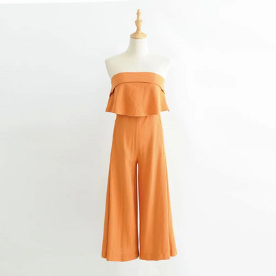 Salopeta de dama cu picioare late si umerii goi