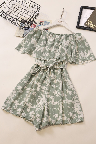 Salopeta de dama cu motive florale si decolteu barca