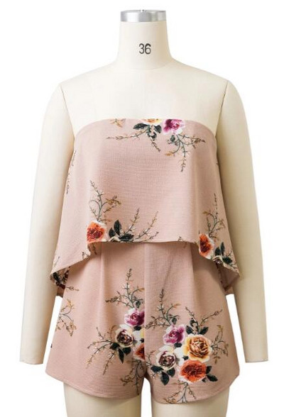 Salopetă scurtă fără bretele cu model floral