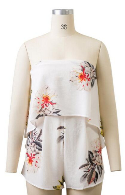 Salopetă scurtă fără bretele cu model floral