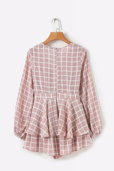 Salopeta scurta asimetrica in carouri cu centura