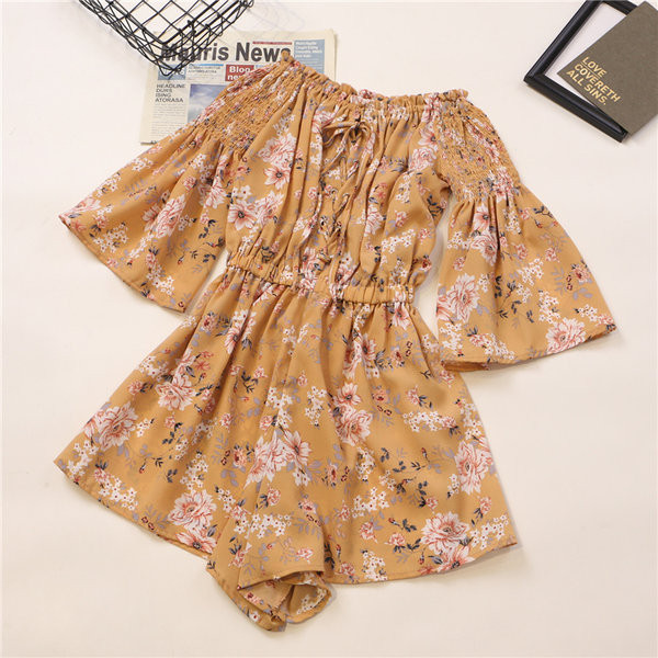 Γυναικεία ολόσωμη φόρμα με κοντά μανίκια και κορδόνια