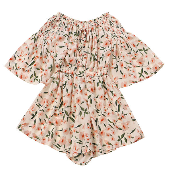 Γυναικεία ολόσωμη φόρμα με κοντά μανίκια και κορδόνια