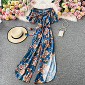 Μακρύ γυναικεία σαλοπέτα με φλοράλ τύπωμα  και  ζώνη