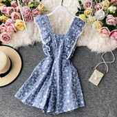 Salopeta scurta de vara dama cu dantela si bretele